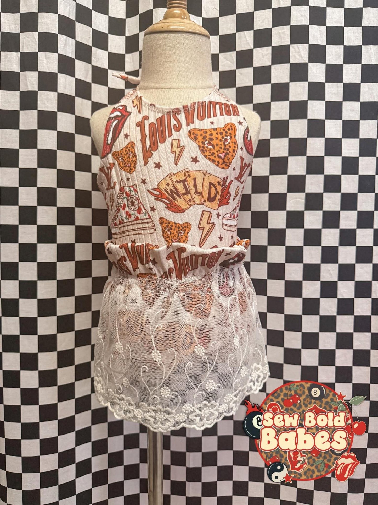 3T Cherry- Halter & Bloomers