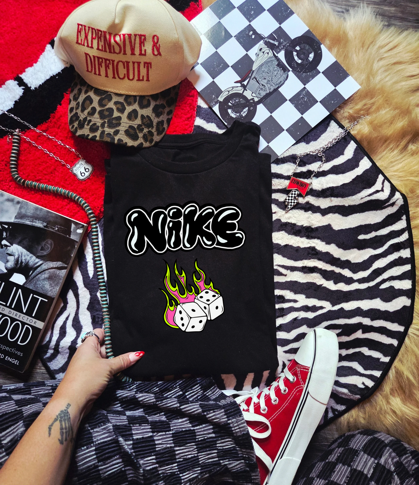 Checked Pink Flame Tee